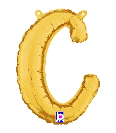 14" Air Filled Only Script Letter "C" Gold Foil Balloon