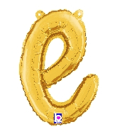 14" Air Filled Only Script Letter "E" Gold Foil Balloon