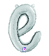 14" Air Filled Only Script Letter "E" Silver Foil Balloon