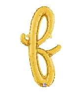 24" Air Filled Only Script Letter "F" Gold Foil Balloon