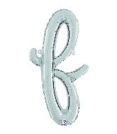 24" Air Filled Only Script Letter "F" Silver Foil Balloon