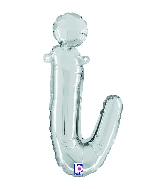 14" Air Filled Only Script Letter "I" Silver Foil Balloon