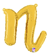 14" Air Filled Only Script Letter "N" Gold Foil Balloon