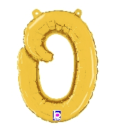 14" Air Filled Only Script Letter "O" Gold Foil Balloon