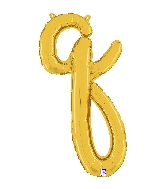 24" Air Filled Only Script Letter "Q" Gold Foil Balloon