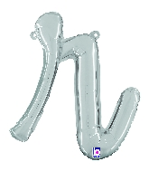 14" Air Filled Only Script Letter "R" Silver Foil Balloon