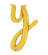 24" Air Filled Only Script Letter "Y" Gold Foil Balloon