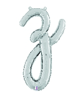 24" Air Filled Only Script Letter "Z" Silver Foil Balloon