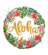18" Holographic Tropical Aloha Foil Balloon