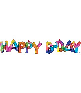 Airfill Only Block Phrase Happy Bday Rainbow Splash Balloon