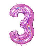 40" Number "3" Fucshia Glitter Holographic Balloons