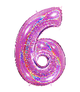 40" Number "6" Fucshia Glitter Holographic Balloons