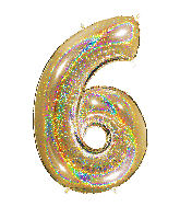 40" Number "6" Gold Glitter Holographic Balloons