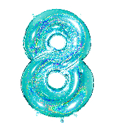 40" Number "8" Tiffany Glitter Holographic Balloons