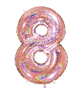 40" Number "8" Rose Gold Glitter Holographic Balloons