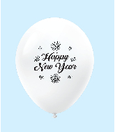 11" New Years Fireworks Latex Balloons White (25 Per Bag)