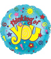 9" Airfill Only Think Of You Sun/Star Self Sealing Valve Foil Balloon