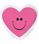 18" Pink Smiley Heart Mylar Balloon