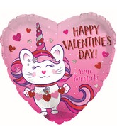 17" Happy Valentine's Day Caticorn Heart Foil Balloon
