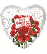 17" Happy Valentine's Day Rose Bouquet Foil Balloon