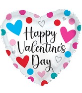 17" Happy Valentine's Day Dots & Hearts Foil Balloon