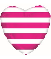 18" Hot Pink Stripes Foil Balloon