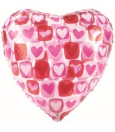 9" Airfill Only Heart Block Pattern Clear Foil Balloon