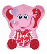 26" I Love You Pink Elephant Foil Balloon