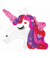 24" Unicorn Red & Purple Foil Balloon