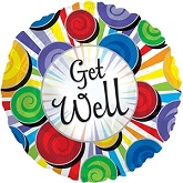 18" Get Well Stripes and Swirls Balloon