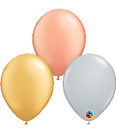 5" Silver, Gold, Rose Gold Latex Balloons (100 Per Bag)