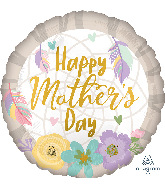 18" Happy Mother's Day Feathers & Flowers Foil Balloon