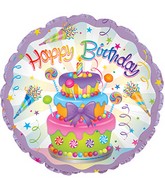 24" Happy Birthday Cake Foil Balloon