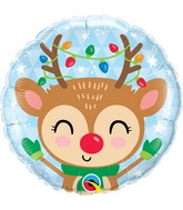 18" Reindeer & Colored Lights Foil Balloon