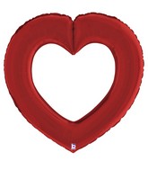 41" Linking Heart Satin Red Foil Balloon