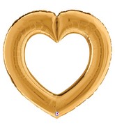 41" Linking Heart Gold Foil Balloon
