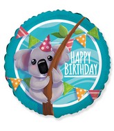 18" Happy Birthday Koala Foil Balloon