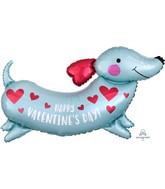 37" SuperShape Happy Valentine's Day Weiner Dog Foil Balloon