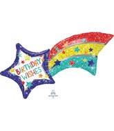 27" SuperShape Birthday Wishes Shooting Star Foil Balloon