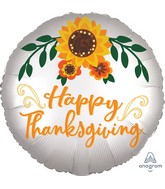 18" Happy Thanksgiving Satin Infused Floral Foil Balloon