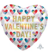18" Iridescent Happy Valentine's Day Hearts Foil Balloon