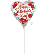 4" Airfill Only Satin Infused Happy Valentine's Day Roses Foil Balloon