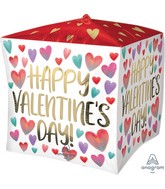 15" Ultrashape Cubez Happy Valentine's Day Painted Hearts Foil Balloon