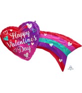 33" Holographic SuperShape Iridescent Happy Valentine's Day Rainbow Foil Balloon