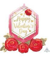 30" SuperShape Happy Valentine's Day Gem & Roses Foil Balloon