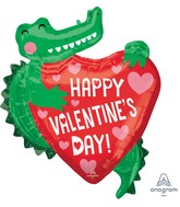 27" SuperShape Happy Valentine's Day Gator Foil Balloon