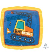18" Construction Happy Birthday Foil Balloon