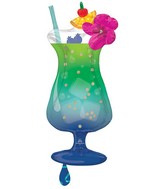 37" SuperShape Tropical Blue Hawaiian Drink Foil Balloon