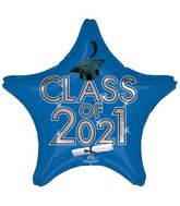 18" Graduation Class of 2021 - Blue Foil Balloon