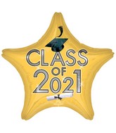 18" Graduation Class of 2021 - Gold Foil Balloon